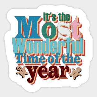 It's the Most Wonderful Time of the Year Retro Christmas Sticker